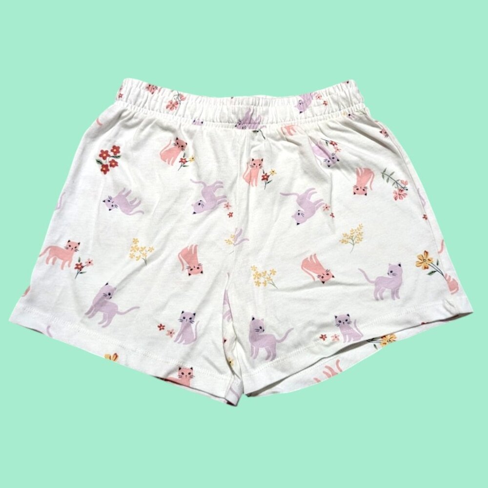 Anko's Girl's White Cat-Print Shorts – Whimsical Comfort in Every Steps NWOT